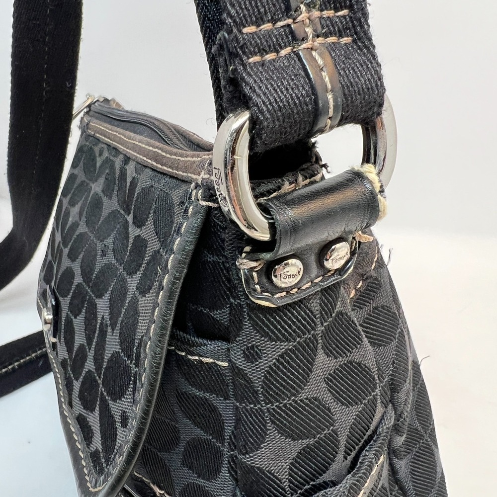FOSSIL Marlowe Black Fabric Crossbody Purse Pockets Key Charm - Picture 5 of 16